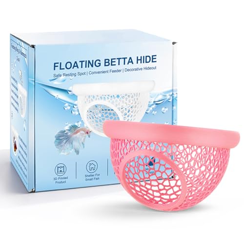 Pink Floating Betta Hide & Shrimp Cave – 3D Printed Aquarium Hammock, Feeding Ring & Resting Spot for Betta Fish, Shrimp & Small Fish (Eco-Safe PLA)