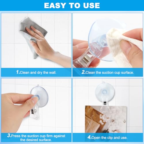 5Pcs Wall Suction Cup Clip, Plastic Sucker Clamps Holder Reusable Aquarium Suction CupsHolder Business Cards Clamp for Bathroom Kitchen Windows Aquarium Accessories