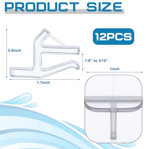 12 Pcs Aquarium Lid Clips Rimless Fish Tank Top Cover Rim Lid Support Holder Clip Clear PC Aquarium Hoods Clamps for 1/8" to 3/16" Glass