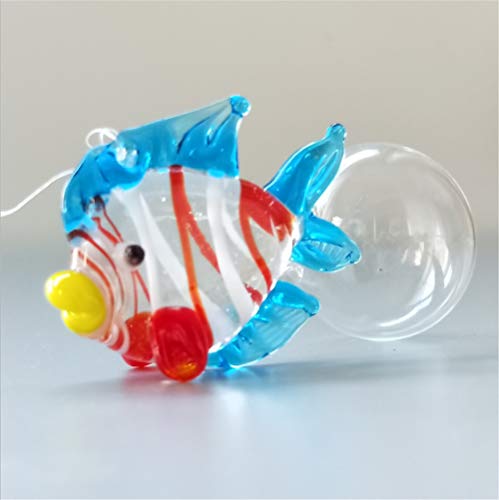 Fish Tank Ornaments Color Bubble Fish Miniature Hand Blown Tropical Fish Figurine Art Glass Sea Animals Collection,Set of 6 for Small and Medium Fish Tanks (3) - color: Multicolored-2