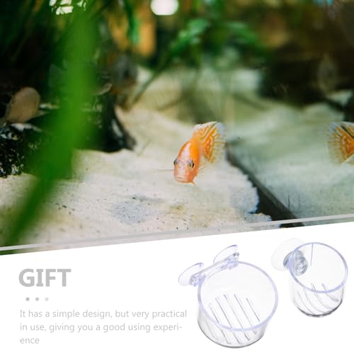 Mipcase 4Pcs Aquarium Plant Holders with Suction Cups Compact Fish Tank Feeder Cups for Bloodworm Shrimp Feeding Durable Aquarium Accessories for Aquatic Plant Pots
