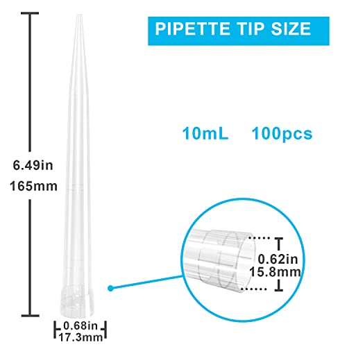 ONiLAB Pipette Tips 10mL 100 PCS Laboratory Universal Plastic Liquid Pipettor Tips Polypropylene (PP) Autoclavable, Transparent, 10mL(100PCS) - size: 10mL(100PCS)