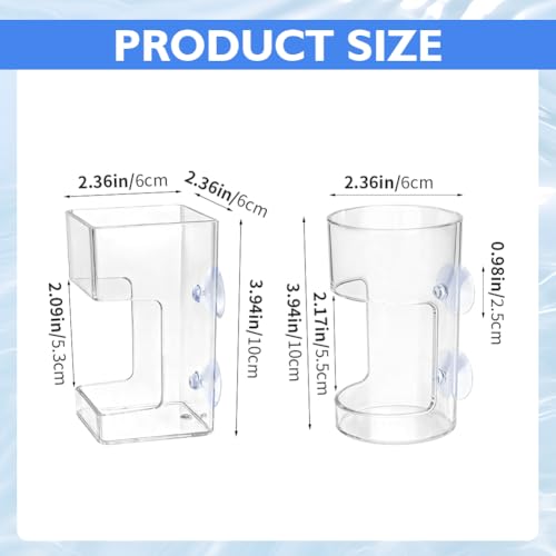 2pcs Fish Tank Feeding Tray with Suction Cup Acrylic Feeding Tube Fish Food Holder Automatic Fishing Feeder Aquarium Tank Divider Supplies Breeder Box for Aquarium (Color:Clear)