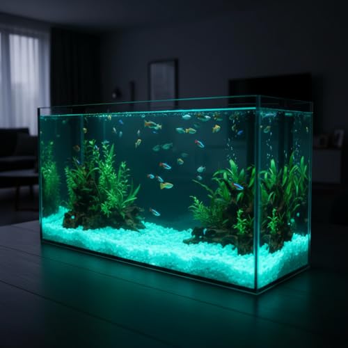 Shiny Stone Glow in The Dark Aquarium Neon Gravel Sand, Decorative Rocks for Fish Tank and Fairy Garden, Home Dec,305g/0.67lbs (5-8mm, Blue Green) - color: Blue Green, size: 5-8mm