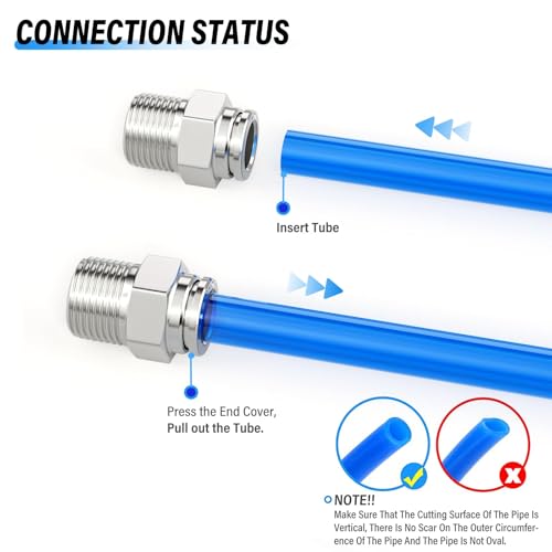TAILONZ PNEUMATIC 304 Stainless Steel Male Straight 6MM Tube OD x 3/8 Inch NPT Thread Push to Connect Fittings PC6-N3 (Pack of 2) - size: 6mm OD 3/8''NPT