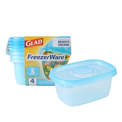 Glad Food Storage Containers - Glad FreezerWare Container - Small - 24 Ounce - 4 Containers - size: 4 Count (Pack of 1)