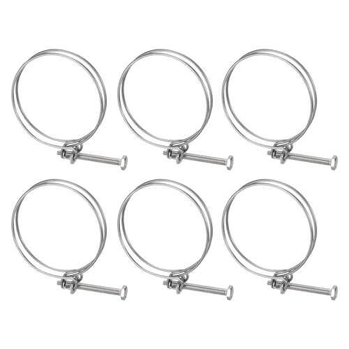uxcell 6Pcs Double Wire Hose Clamp, 88-95mm Adjustable Stainless Steel Wire Hose Clips with M8 Bolt for Dust Collection Hose, Pump Hose Pipe - size: 88-95mm