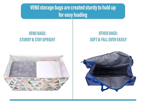 VENO 2 Pack Heavy Duty Moving Bags, Extra Large Storage Bags with Reinforced Handles & Strong Zippers, Foldable & Reusable Moving Box Alternative for Clothes & Dorm Storage - color: Pastel Forest, size: 2 Pack