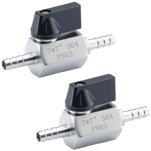 1/4″ Hose Barb Ball Valve, 304 Stainless Steel Mini Fuel Shut Off Valve,Heater Hose Shut Off Valve for Water Gas Fuel Drip Irrigation and Aquariums（2PCS) - size: 1/4″ Hose Barb（2PCS)