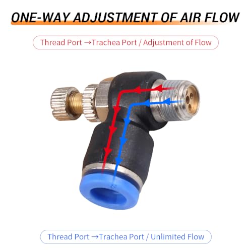10Pcs Push to Connect Air Flow Control Valve, Blue 5/16in Tube OD x 1/8" Male Thread 90 Degree Elbow Speed Control Valve Pneumatic Connector Quick Fittings - size: Male Thread G1/8 x Blue (10pcs)
