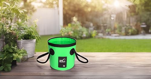BANCHELLE Collapsible Bucket Water Container Portable Folding Camp Wash Basin for Outdoor Traveling Hiking Fishing Car Washing Gardening Camping 2 PCS - color: Green