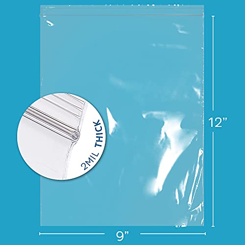 GPI - 9" x 12" Zip Bags, 1000 Count, 2 Mil, Clear Plastic Reclosable Zipper Poly Baggies, with Resealable Lock Seal. for A4 Letter Size Paper, Apparel, Clothing, Food, Home & Office Supplies. - size: 9" x 12"