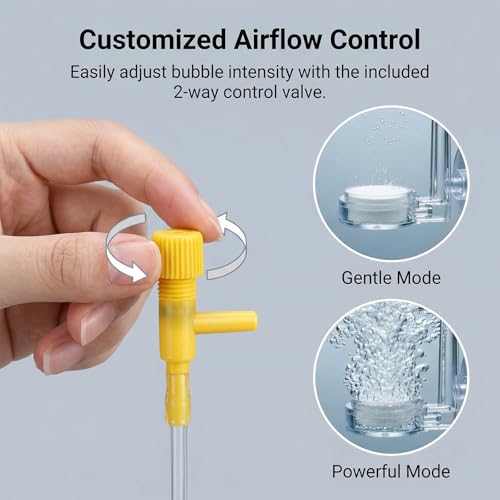 0.9 Inch Aquarium Air Stone Fish Tank Nano Bubble Stone Kit with Control Valve Ultra-High Dissolved Oxygen Diffuser for Aquarium Fish Tank and Small Bucket(Pump and Tubing Not Included)
