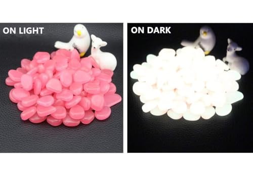1100PCS Glow Stones Glowing in The Dark Pebbles Outdoor Decor Fish Tank Walkway Gravel Rocks Decoration (Pink) - color: Pink, size: 1100