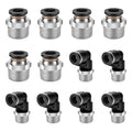 12 Pcs Push to Connect Fittings 5/16 Inch Tube OD x 3/8 Inch NPT Thread Pneumatic Male Straight and Elbow Quick Connect Air line fittings - size: 5/16"OD x 3/8"NPT