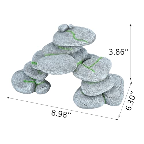IBWell Resin Reptile Hides Pebble Shrimp Hides for Aquarium Tank Terrarium Reptile Rock Hide Fish Tank Caves and Hides Reptile Hideouts for Lizard Snake Gecko - color: Rocks grey