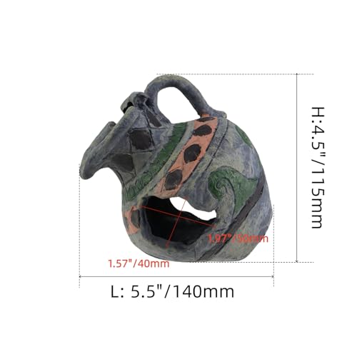 1 Pcs Aquarium Decorations Rock, Fish Tank Resin Ornaments, Shrimp Hollow Hideout House, Fish Shrimp Tank Decor Cave for Hiding, Teapot Design - size: 5.5"x4.33"x4.5"/140x110x115mm(LxWxH)