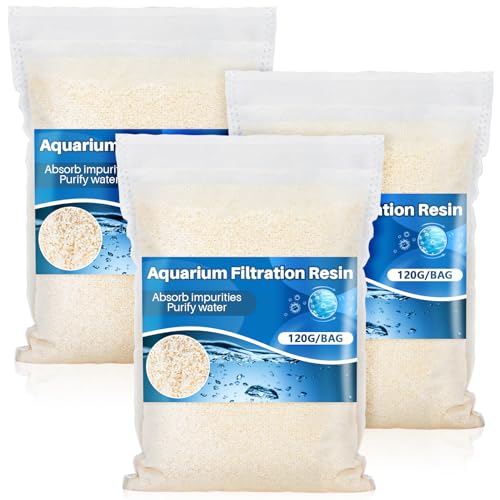 RAINFLOW Aquarium Resin - Organic Filtration Resin Remove Driftwood Tannins,Aquarium Filter Media Bags for Aquarium, Freshwater and Saltwater, Fish Tank,Trutle, Pond (3)