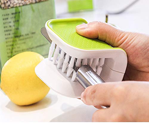 Non-Slip Blade Brush, Knife Cleaner, ABS Cutlery Cleaner, Green Double Sided Bristle Scrubber for Kitchen Chopsticks Fork Spoon Knives Washing by Doxishruky (Green, 1pc) - color: Green, size: 1 Count (Pack of 1)
