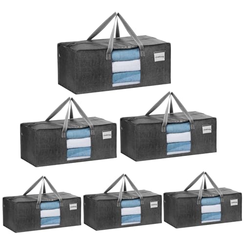 VENO 6 Pack Heavy Duty Moving Bags, Packing Bags with Clear Window, Alternative to Moving Boxes, Storage Bins for Clothes, Blankets, Comforters, College Dorm Essentials (Gray, 6 Pack) - color: Dark Gray, size: 6 Pack