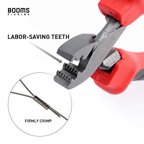 Booms Fishing CP2 Fishing Crimping Tool for Single-Barrel Sleeves, with 300pcs Sleeves - style: Red Crimping Pliers with 300pcs Sleeves