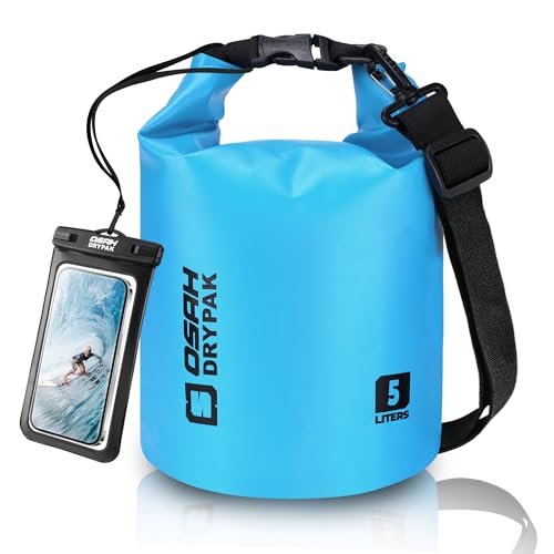 Waterproof Dry Bag, 5L/10L/20L/30L/40L Roll Top Lightweight Storage Backpack with Phone Case for Women & Men, Floating Waterproof Sack for Travel, Swimming, Kayaking, Paddle Board, Camping & Beach - color: BLUE, size: 5L