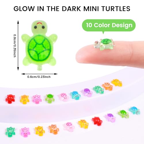 300pcs Mini Resin Turtles Luminous Tiny Turtle for Crafts Dollhouse Miniatures Mini Resin Things Animals for Fairy Garden Micro Landscaping Decoration Home Decor, 10 Colors(0.23 * 0.35inch) - color: 300pcs Mini Resin Turtles(0.23 * 0.35inch)