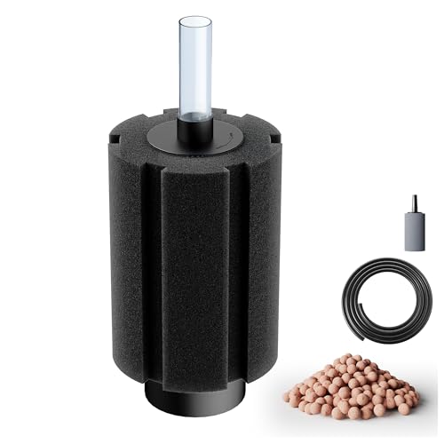 80-150 Gal Aquarium Sponge Filter with Ceramic Media and Bubble Diffuser Ultra Quiet Fish Tank Filters fit Breeding Fry Betta Shrimp Fish Tank (Large(6 Pack) for 80-150 Gal) - size: Large(6 Pack) for 80-150 Gal