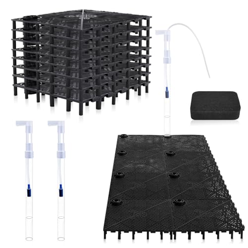 Sieral Under Gravel Aquarium Filter for 20-29 Gallon Tanks, 10 Pcs 5.7'' x 5.7'' Plates, Under Gravel System for Clean Water, with 2 Uplift Tube and 1 Filter Cotton, for Fish Tank Fresh and Saltwater - color: Black, size: 20 - 29 Gallons