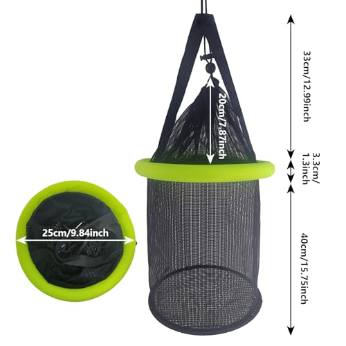 Aventik Floating Fish Basket Mesh Net Cage for Live Bait Storage Fish Raising Kayak Fishing Accessories 15.7in/40cm Height - size: 5 GAL-9.8*9.8*15.8inch