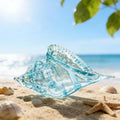 QFkris 9.9" Hand Blown Glass Conch Seashell Figurine Home Decor Art Glass Sea Shell Sculpture - color: Aquamarine