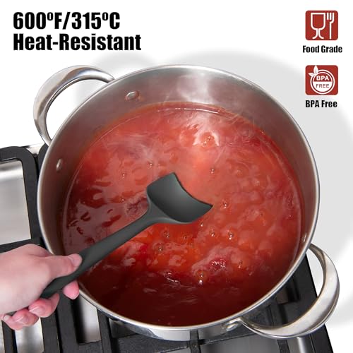 4-Piece Silicone Spatula Scrapers: Doosu 600°F Heat Resistant Food Grade Kitchen BPA Free Rubber Baking Cooking Tool Nonstick Utensil Set for Mixing, Scraping, Folding, Stirring, Serving (Multi-3) - color: Multicolor 6, size: Set of 4