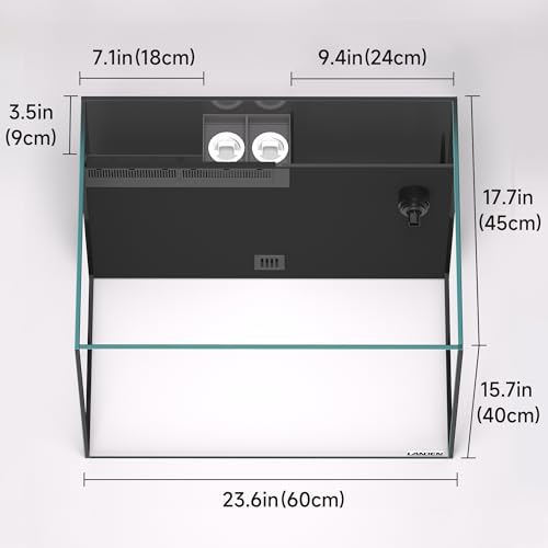 LANDEN EasyCube EC60K AIO Marine Aquarium Kit,26.25 Gallon Rimless Saltwater Reef Tank with Integrated Back Filter, Protein Skimmer Return Pump Filter Sock ATO Reservoir–Opti-White Glass Reef System - size: 60 cm