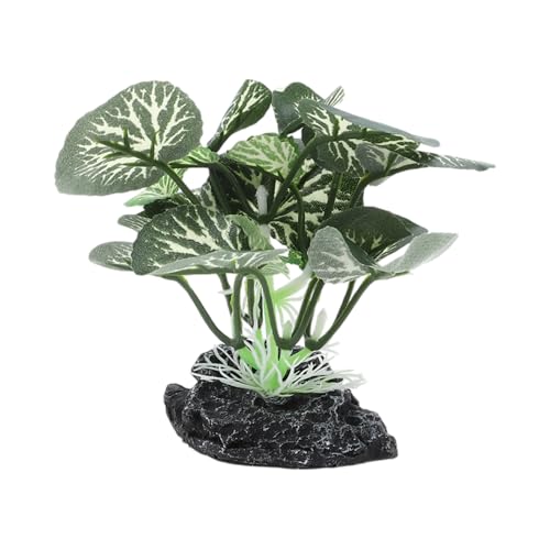 Aquarium Plastic Plants, Silk Aquarium Plants, Silk Plants for Betta Fish Tank, Plastic Plant Decoration for Aquarium, Green, Round Leaves, 3.94" Tall