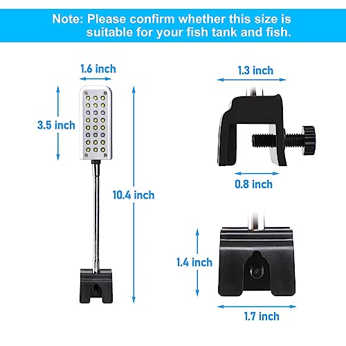 DaToo Aquarium Light Small LED Clip Light for Fish Tank 1.5W with Timer&Dimmer, 1 Yr Warranty - size: 1.5W (With Timer & Dimmer)