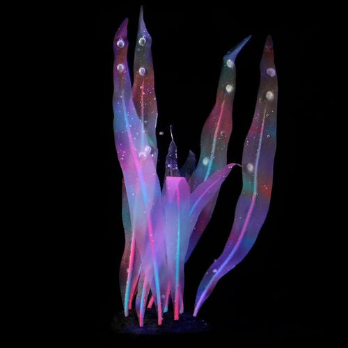1Pcs Aquarium Decoration Pink Plants Simulation Artificial Water Grass Plastic Fish Tank Decor Plant Soft Silicone Glowing Kelp Ornament Aquarium Accessories,Pink,7.08in - color: Pink, size: 7.08in