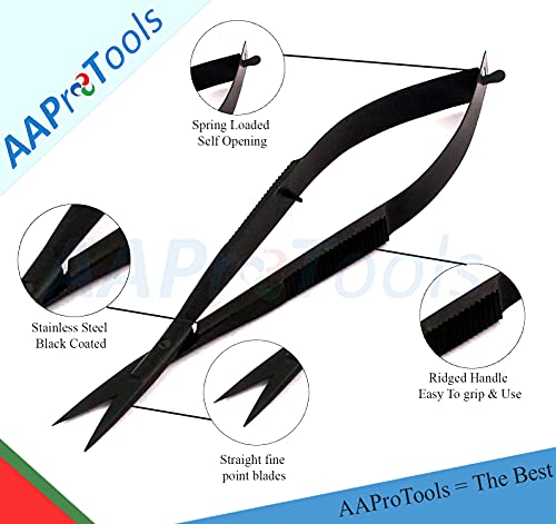 4.5" Straight Stainless Steel Squeeze Scissors Black Coated