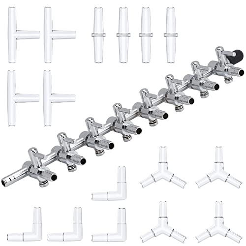 Pawfly 8-Way Aquarium Gang Valve Air Flow Control Lever Valve Distributor Splitter with Airline Connectors - color: 8-Way