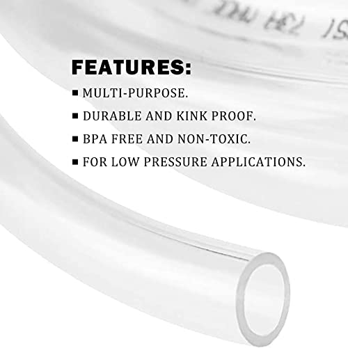 YOUHO 10 Feet PVC- 3/8" ID Clear Vinyl Tubing Food Grade Multipurpose Tube for Beer Line, Kegerator, Wine Making, Aquaponics, Air Hose - color: 10 Feet, size: 3/8" ID