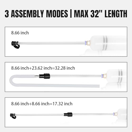 Thorstone 200cc Automotive Fluid Extractor Pump, Manual Oil Change Syringe with 50cm Rubber Hose & 2pcs 22cm PVC Suction Tubes - size: 200cc (50cm hose)
