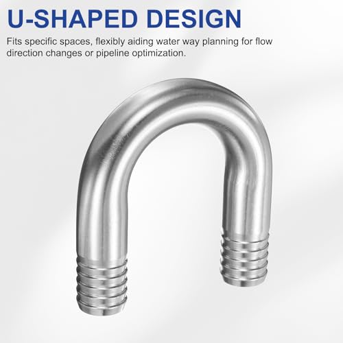 PATIKIL 1" (25mm) x 1" (25mm) Hose Barb Fittings, 1 Pcs 304 Stainless Steel U Shaped Joint Connector Barbed Fitting Metal Splicer - size: 1" (25mm)