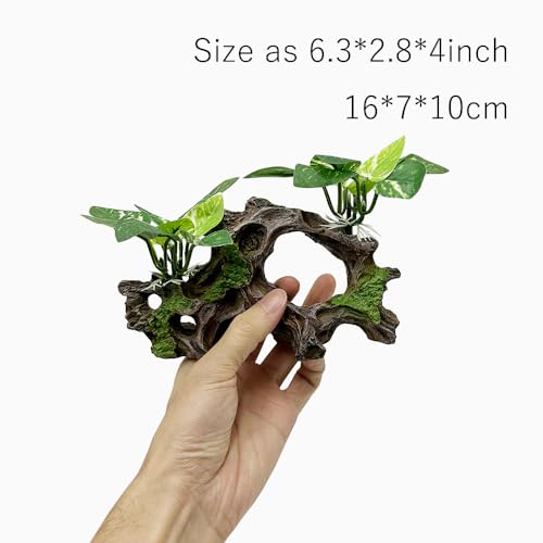 Fish Tank Decorations Aquarium Decor Ornaments Betta Silk Leaf pad Hammock Artifical Driftwood Cave Goldfish Bowl Accessories (Type-H) - color: Type-h