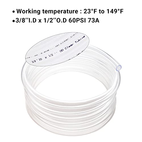 3/8’’ ID × 1/2’’ OD - 10 ft Clear Plastic Vinyl Tubing, Flexible PVC Hose Lightweight BPA Free and Non-Toxic vinyl Tube for Transfer Water Air Oil - size: 3/8’‘, style: 10 feet