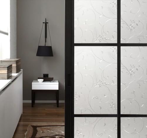 Niviy Static Cling Non-Adhesive Window Film Frosted Glass Film Bathroom Door Glass Decoration Window Film Privacy Covering (17.5"x 236") - color: Pure, size: 17.5" x 236"