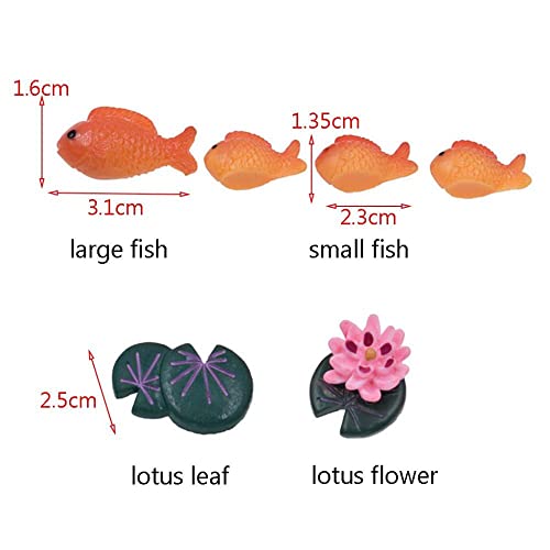 Figurine Creative Cute Pond Scene Miniature DIY Accessories Micro Landscape Red Fish Aquarium Ornament(Small Fish)