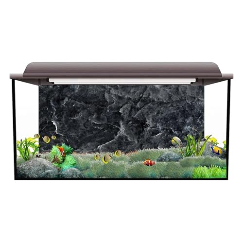 Fish Tank Background Black Stone Grain Poster Fish Tank Decoration Self Adhesive Wallpaper 3D Background(30x61cm) - size: 30x61cm