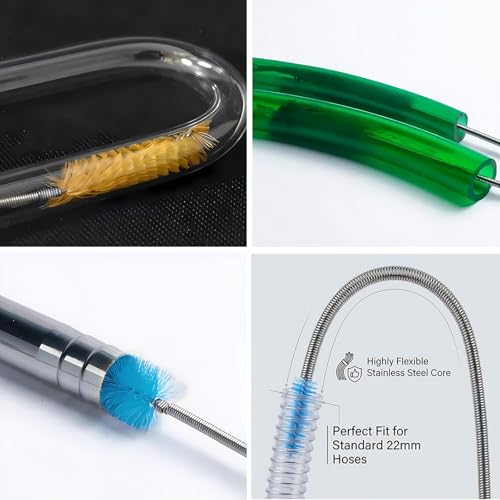 67" Flexible Drain Brush Set, Double Ended Long Hose Pipe Cleaner with 2 Pcs 8.2" Straw Cleaning Brushes, Nylon Tube Cleaner Tool for Refrigerator Defrost, Aquarium Filter, Sink Drain