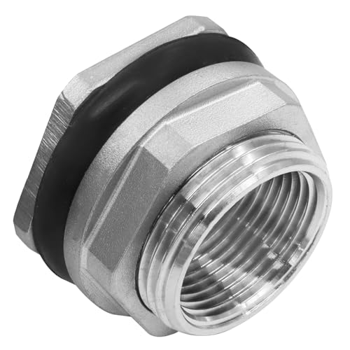 Murtenze 1" Bulkhead Water Tank Connector, Stainless Steel Water Tank Fitting Thru-bulk Adapter, Water Pipe Connector for Rain Barrels/Aquariums/Water Tanks - size: 1 Inch