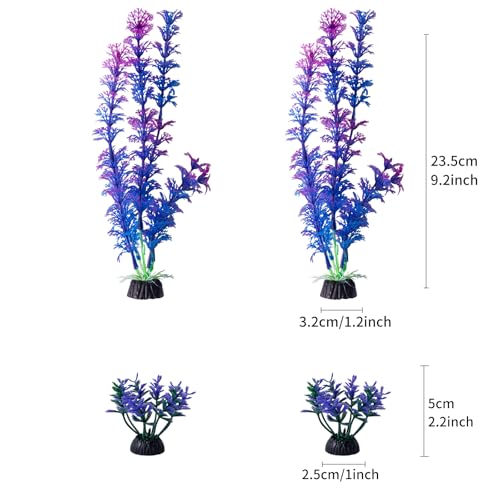 COMSUN 25 Pack Artificial Aquarium Plants, Small Size 4 inch Approximate Height Fish Tank Decorations Home Décor Plastic Light Purple - color: Light Purple