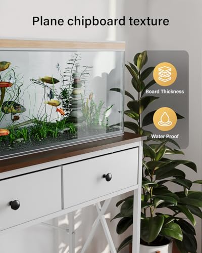Fish Tank Stand 29 Gallon: Sturdy Aquarium Stand with Accessories Storage - Metal Fish Tank Table for 20-29 Gallon Reptile Breeder Turtle Terrarium - 30.7"x16.5" Weight Capacity 330 lbs - color: White, size: 20-29 Gallon